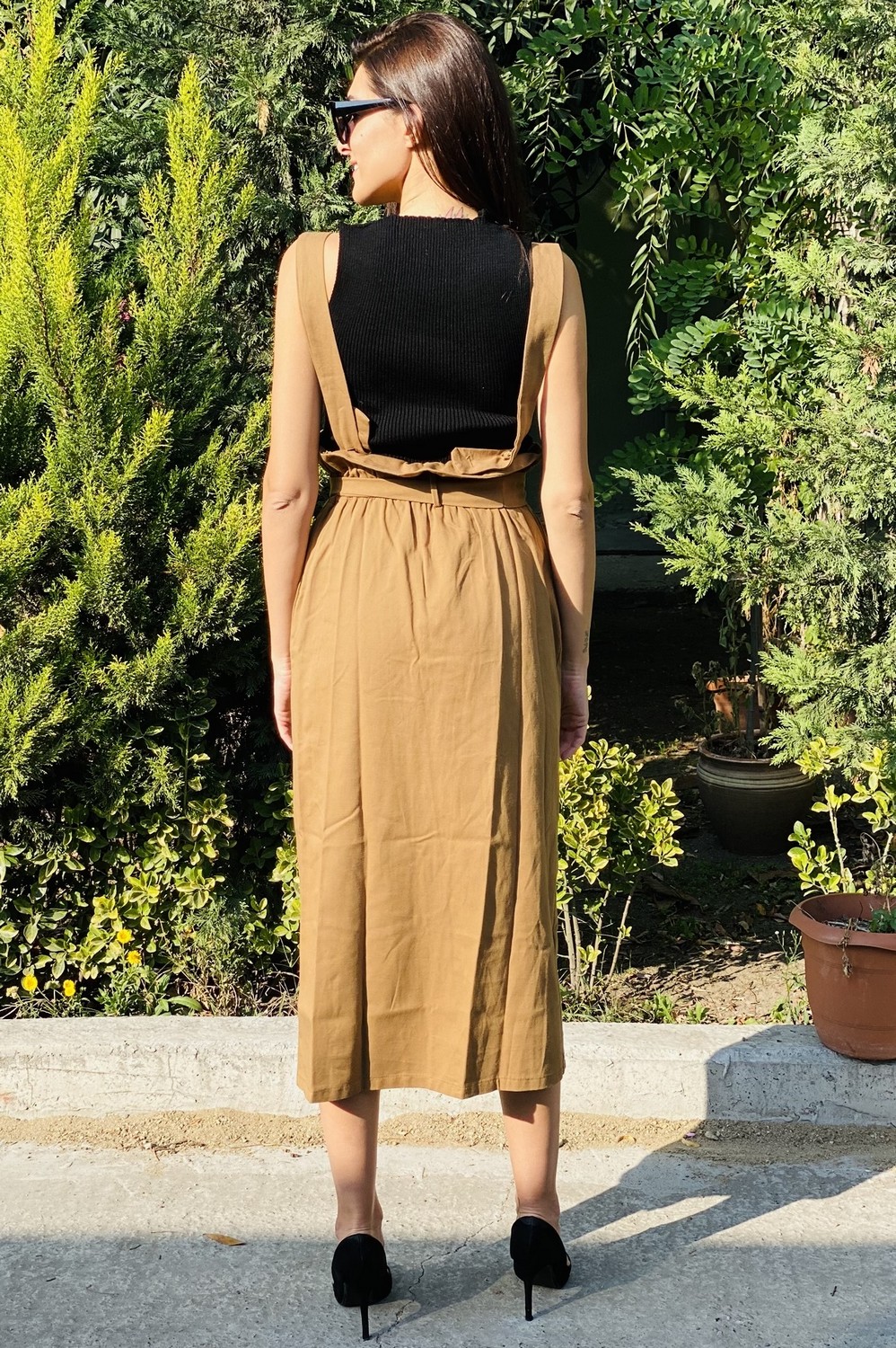 Buzgu Detay Salopet Elbise/Vizon